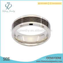 Latest carbon fiber inlay wedding titanium ring design